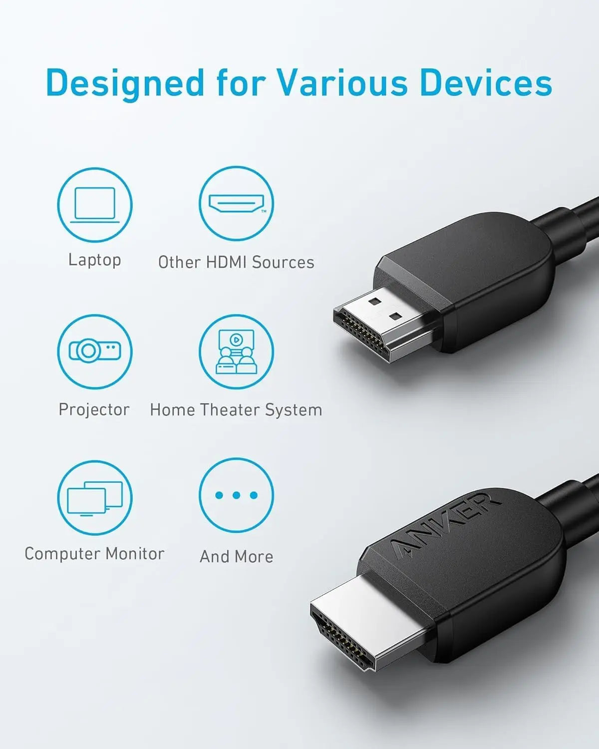 Anker HDMI Adapter Cable 8K 60Hz 3ft 6ft HDMI To HDMI Cord Anker Hdmi Adapter Cable 8k 60hz 3ft 6ft Hdmi To Hdmi Cord