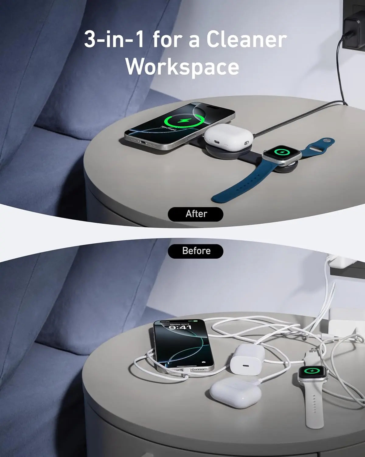 Anker MagGo 3-in-1 Foldable Charging Pad 15W Qi2 Wireless Charger