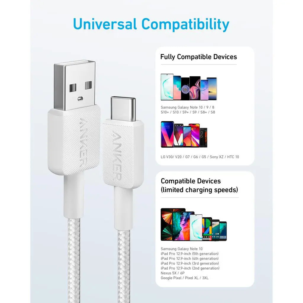 322 PowerLine USB A to USB C 6ft/1.8m Cable A81H6 - Anker Singapore