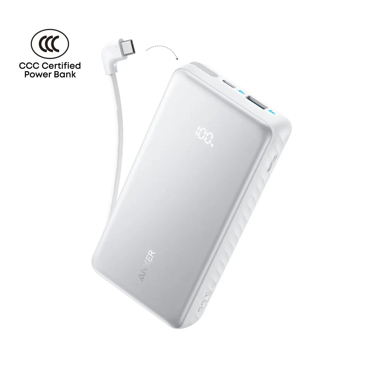 Anker Zolo Powerbank 20000mAh 22.5W Fast Charging Power Bank with Built-in USB-C Cable [CCC Certified] A110E Tech House