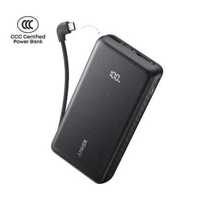 Anker Zolo Powerbank 20000mAh 22.5W Fast Charging Power Bank with Built-in USB-C Cable [CCC Certified] A110E Tech House