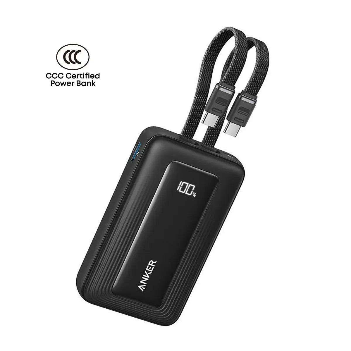 3C Power Bank Anker Zolo Powerbank CCC 20000mAh 45W Fast Charging Built-in Dual USB C Cable Portable Charger A110M ---