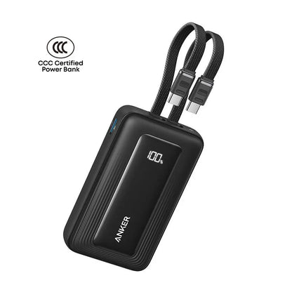 3C Power Bank Anker Zolo Powerbank CCC 20000mAh 45W Fast Charging Built-in Dual USB C Cable Portable Charger A110M ---