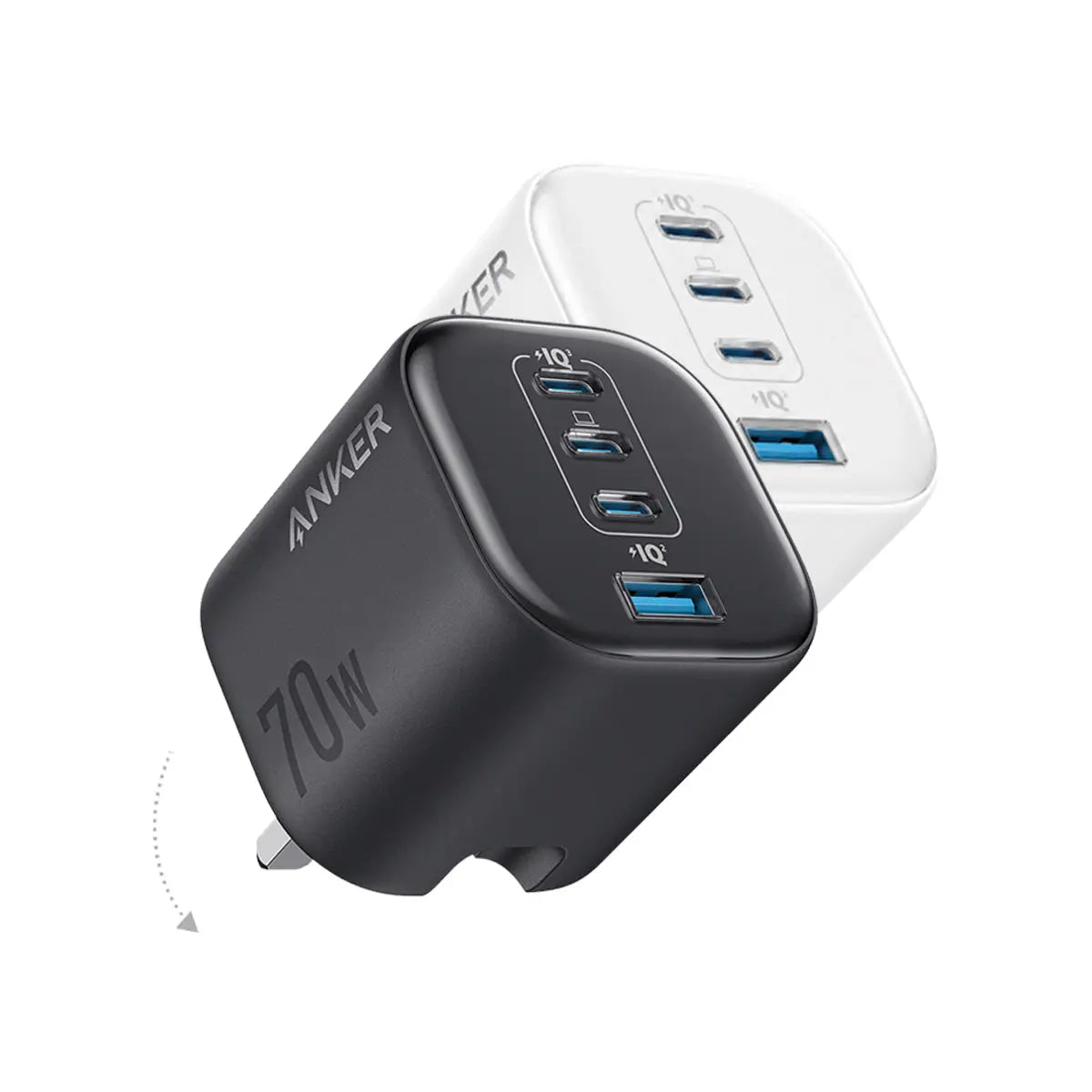 Anker Zolo Charger 70W Fast Charging 4-Port GaN USB C Compact Foldable Charger A121C Tech House