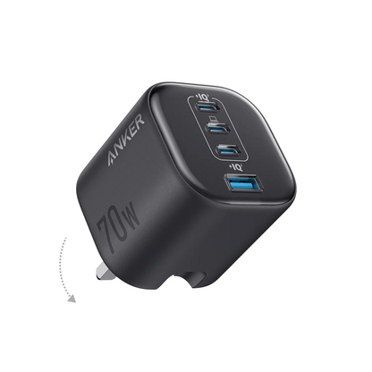 Anker Zolo Charger 70W Fast Charging 4-Port GaN USB C Compact Foldable Charger A121C Tech House