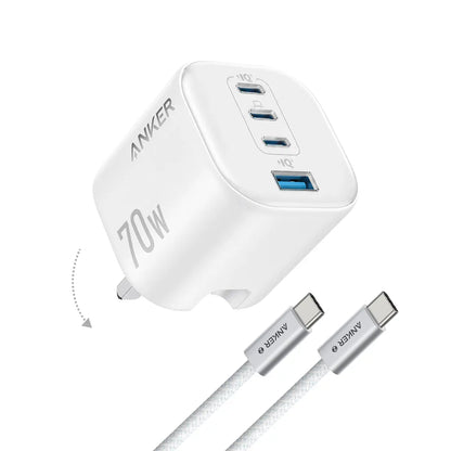 Anker Zolo Charger 70W Fast Charging 4-Port GaN USB C Compact Foldable Charger A121C Tech House