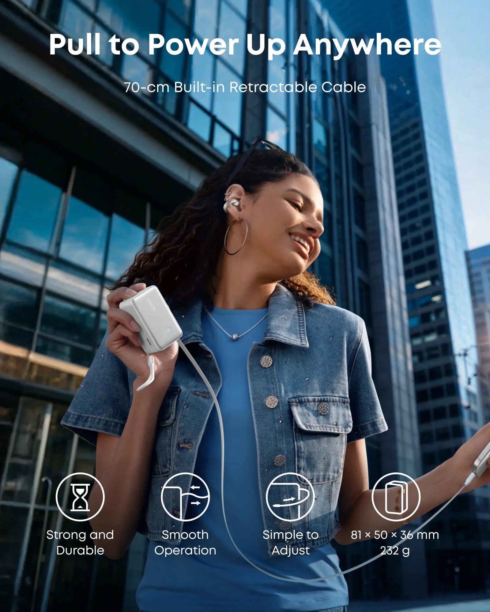 Anker Nano Power Bank 10000mAh 45W with Built-In Retractable USB-C Cable A1638 Tech House