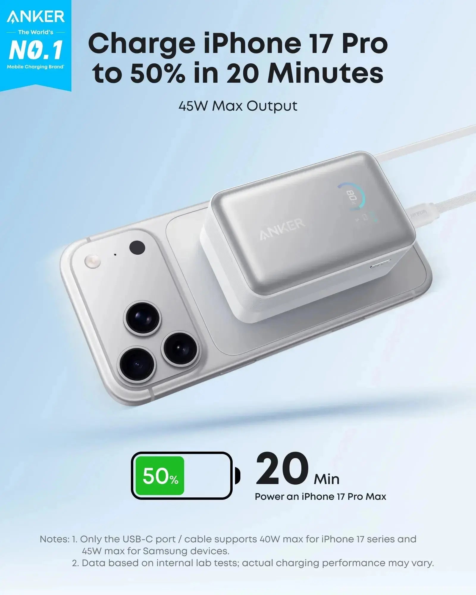 Anker Nano Power Bank 10000mAh 45W with Built-In Retractable USB-C