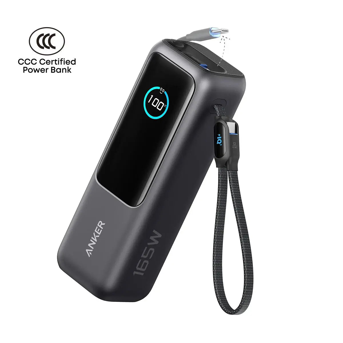 Anker Power Bank 25000mAh 165W Ultra-Fast Portable Charger with Built-In and Retractable USB C Cables A1695 Tech House