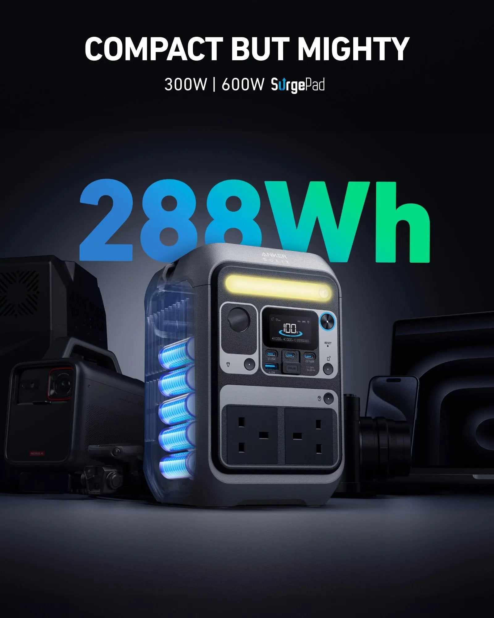 Anker SOLIX C300 Portable Power Bank Station - 288Wh|300W (600W Surge)