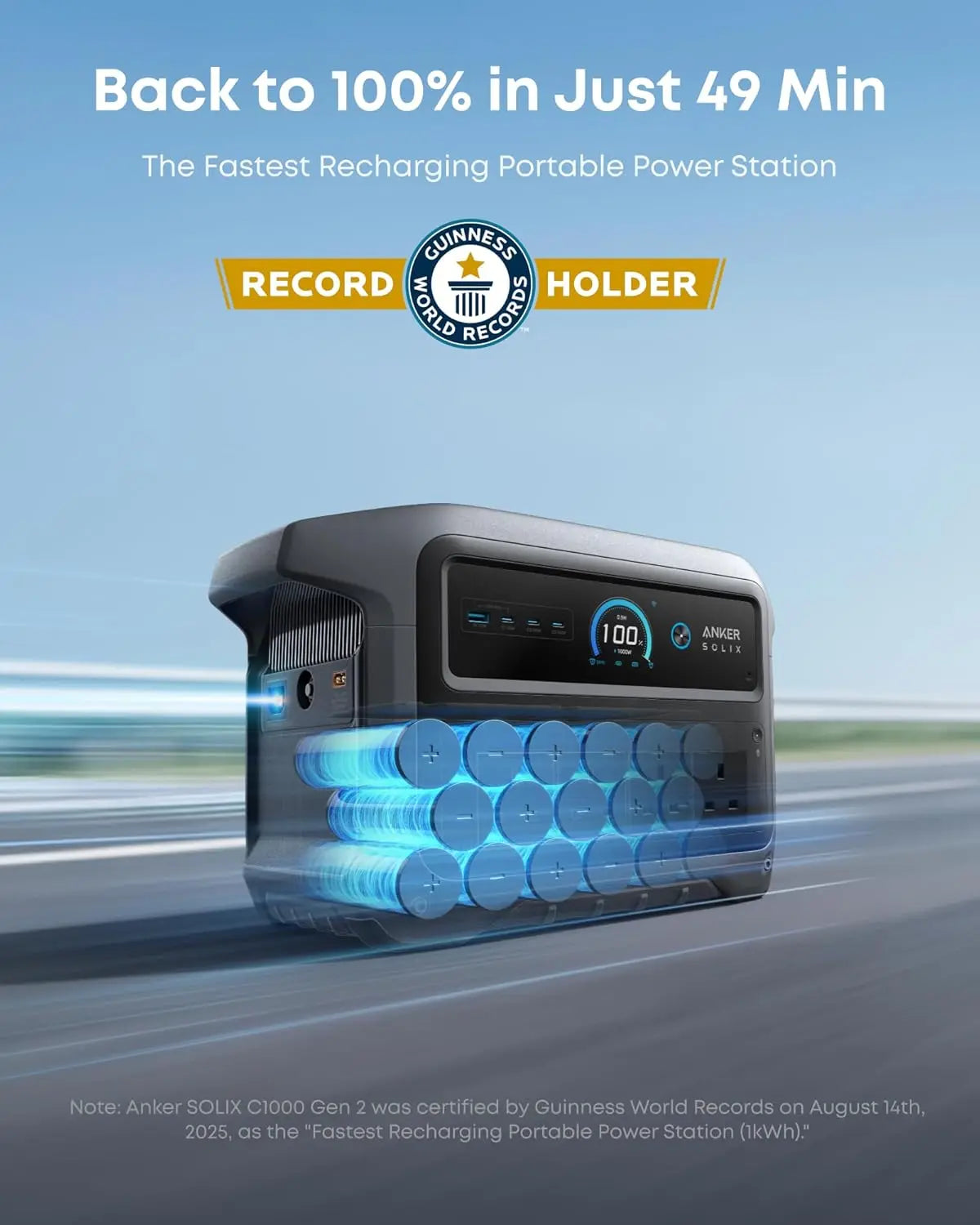 Anker SOLIX C1000 Gen 2 Portable Power Bank Station - 1024Wh | 2000W (Peak 3000W) 9-Port Generator A1763 Tech House
