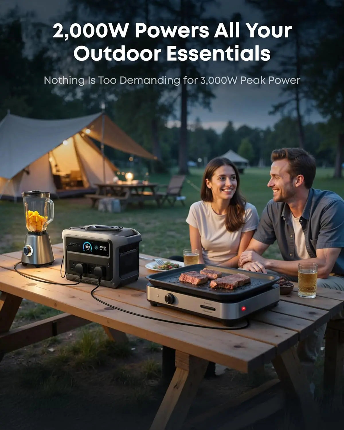 Anker SOLIX C1000 Gen 2 Portable Power Bank Station - 1024Wh | 2000W (Peak 3000W) 9-Port Generator A1763 Tech House