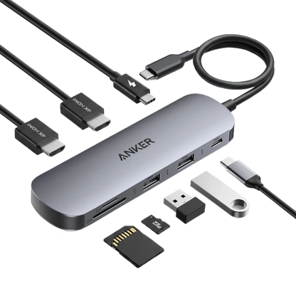 Anker Nano USB-C Hub, 8-in-1 Dual Display, 4K 60Hz 85W Power Delivery A210B ---