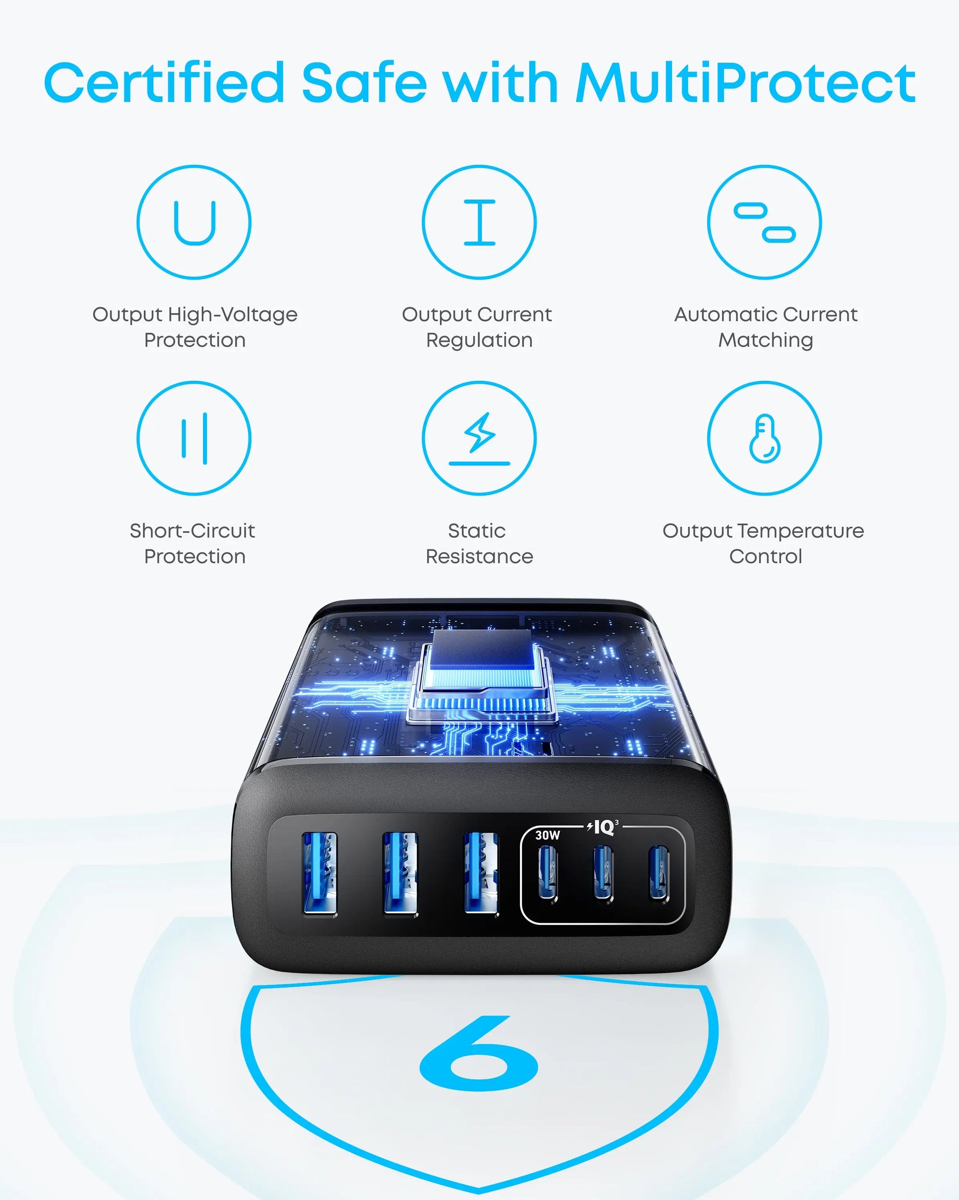 Anker Charger 112W 6 Ports USB C Charger SG 3 Pin Plug USB Charger A2154 Anker Singapore