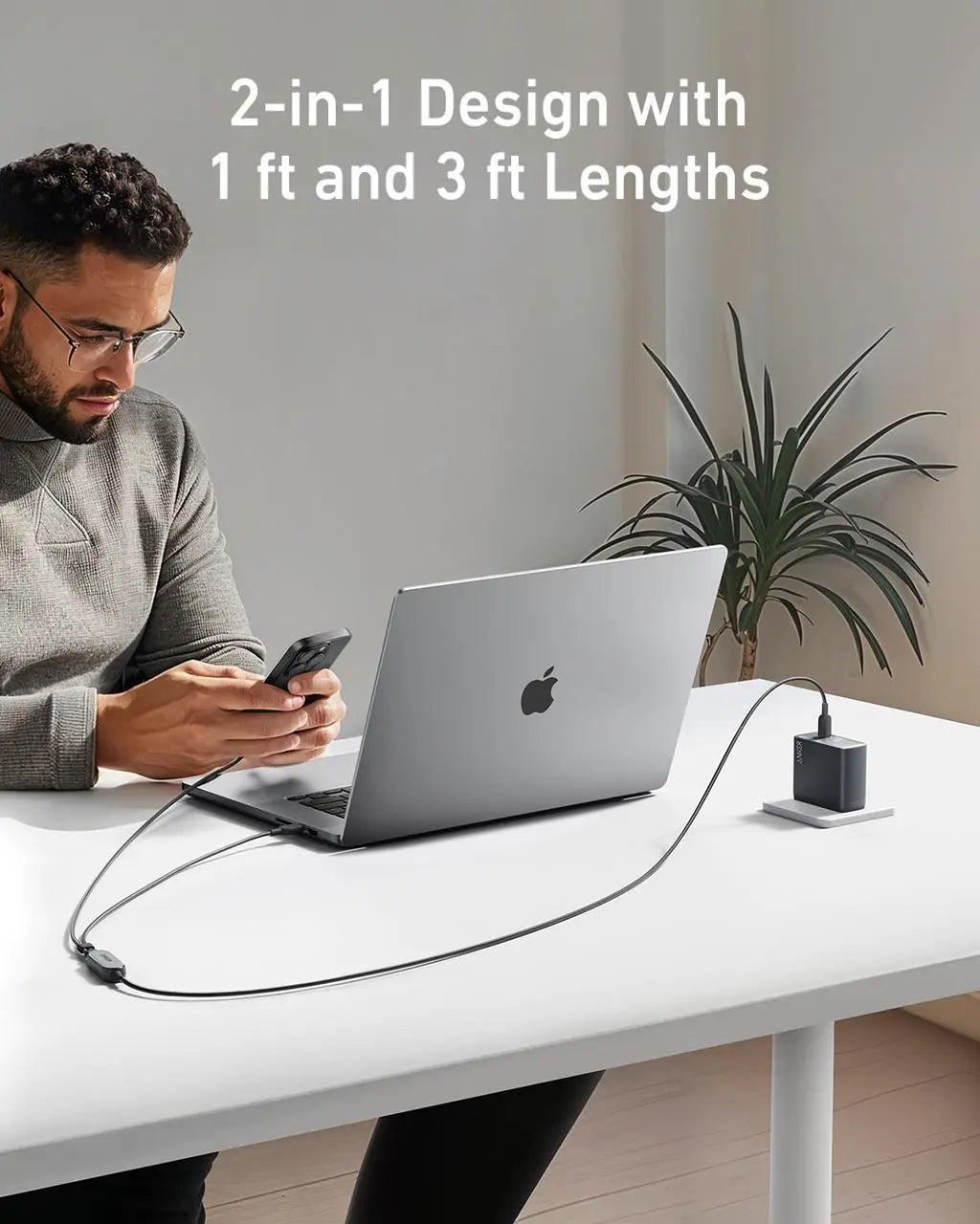 Anker 2-in-1 USB C to USB C 140W Braided Fast Charging Cable A8895 Tech House