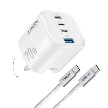 Anker Zolo Charger 70W Fast Charging 4-Port GaN USB C Compact Foldable Charger A121C Tech House