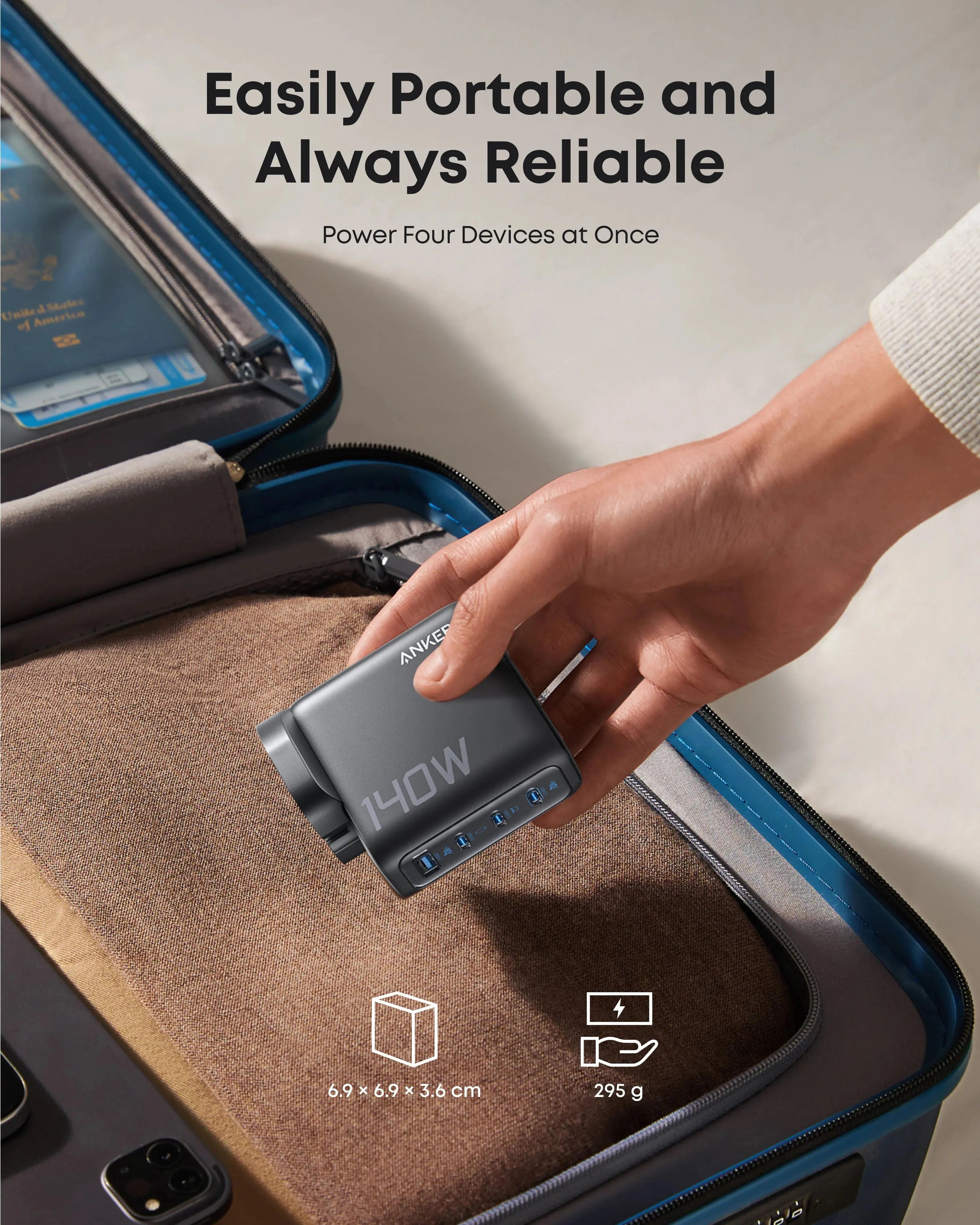【2025/5/8新作】Anker Charger (140W 4 Ports) Charger 140W, 4-Port Foldable PD 3.1 USB-C GaN Charger B2697