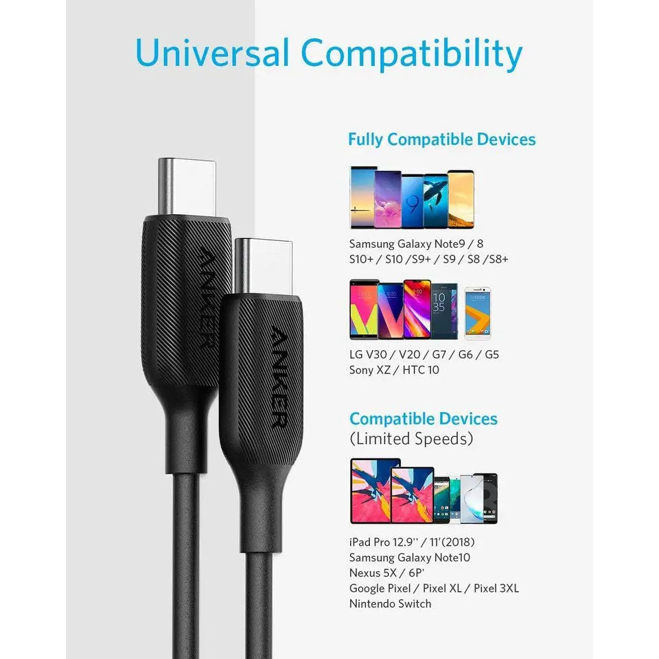 PowerLine III USB-C to USB-C Cable 3ft/0.9m 60W Fast Charging A8852 - Anker Singapore