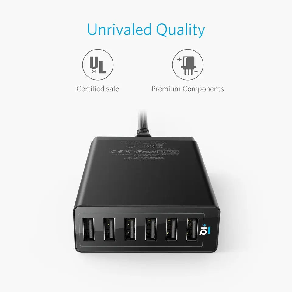 Powerport 6 60W 6-Port USB Charging Station USB Charger [SG Plug] A2123 - Anker Singapore