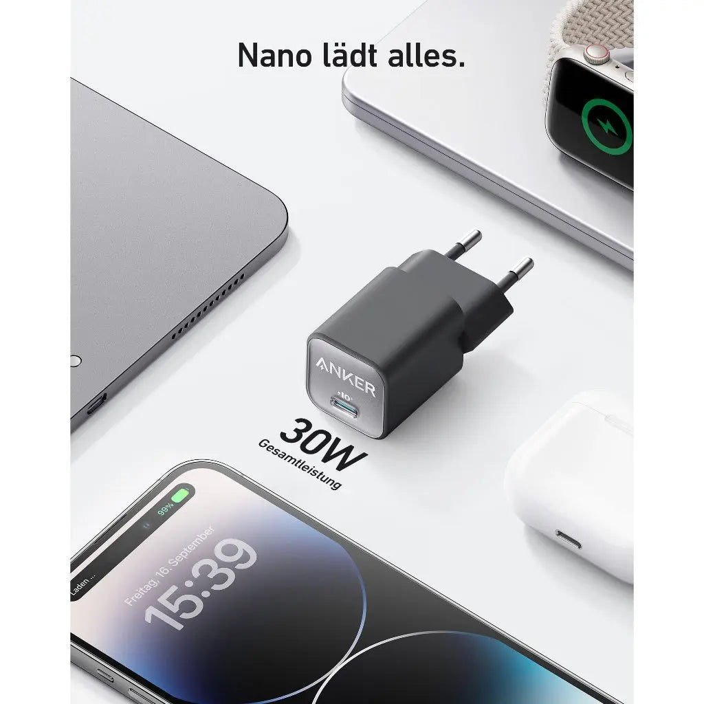 Powerport 511 Charger (Nano 3), USB C GaN Charger 30W A2147 - Anker Singapore