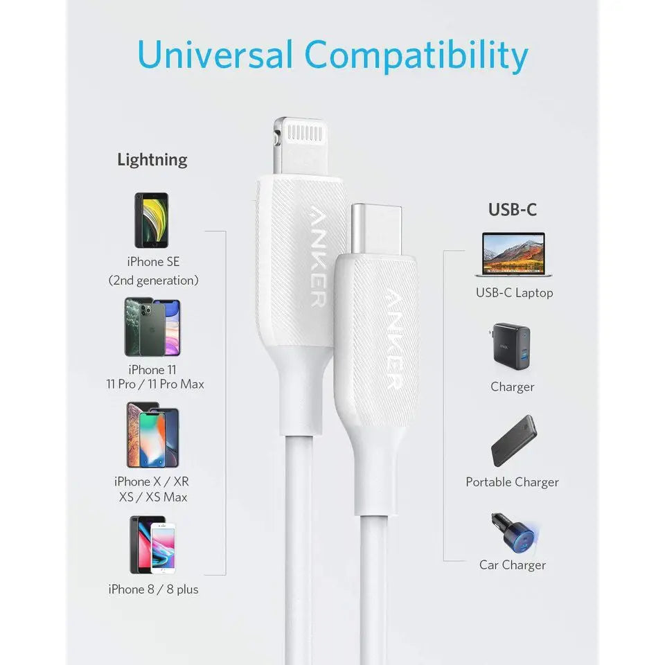 PowerLine III USB-C to Lightning Cable 6ft/1.8m 60W Fast Charging Cable A8833 - Anker Singapore