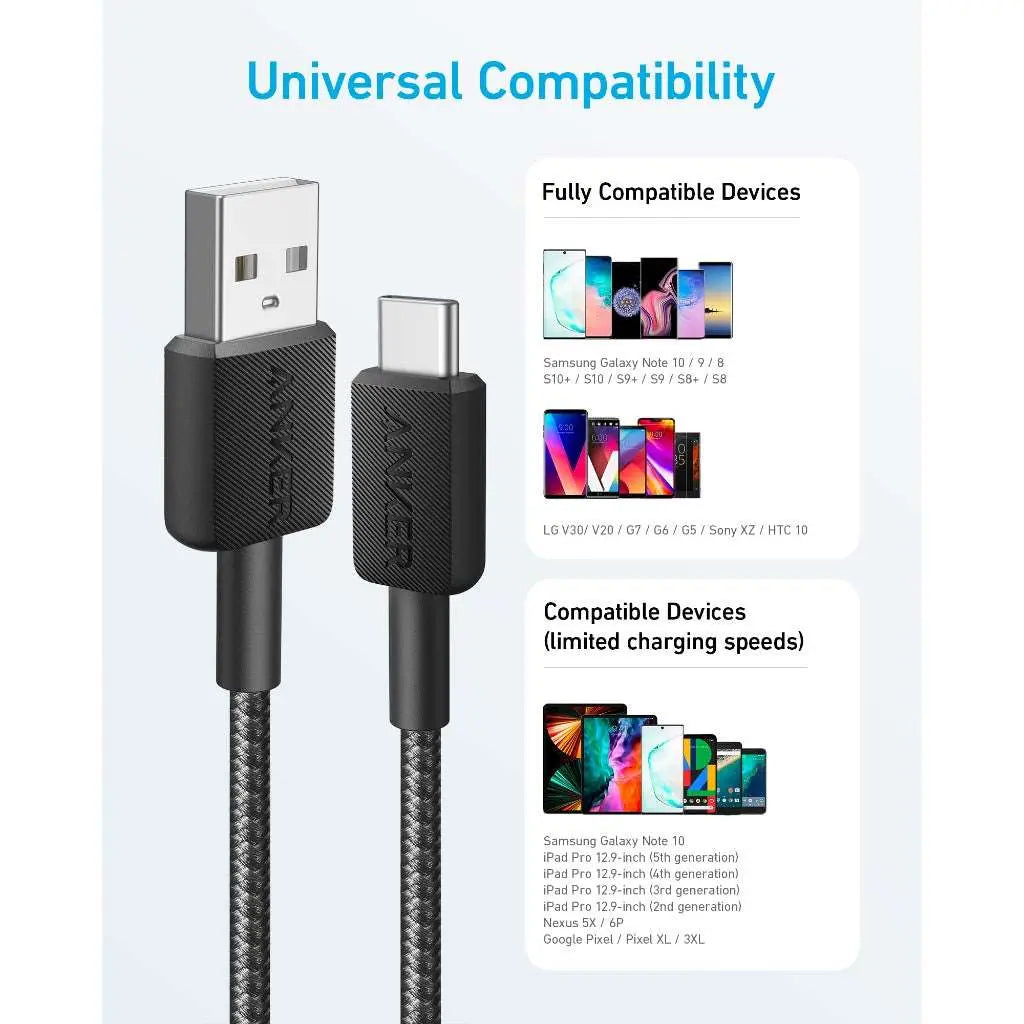 322 PowerLine USB A to USB C 3ft/0.9m Cable A81H5 - Anker Singapore