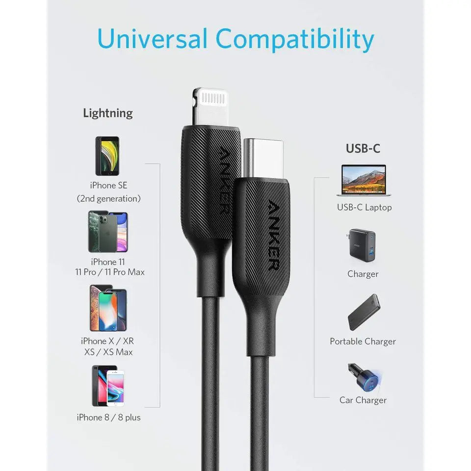 PowerLine III USB-C to Lightning Cable 3ft/0.9m 60W Fast Charging Cable A8832 - Anker Singapore