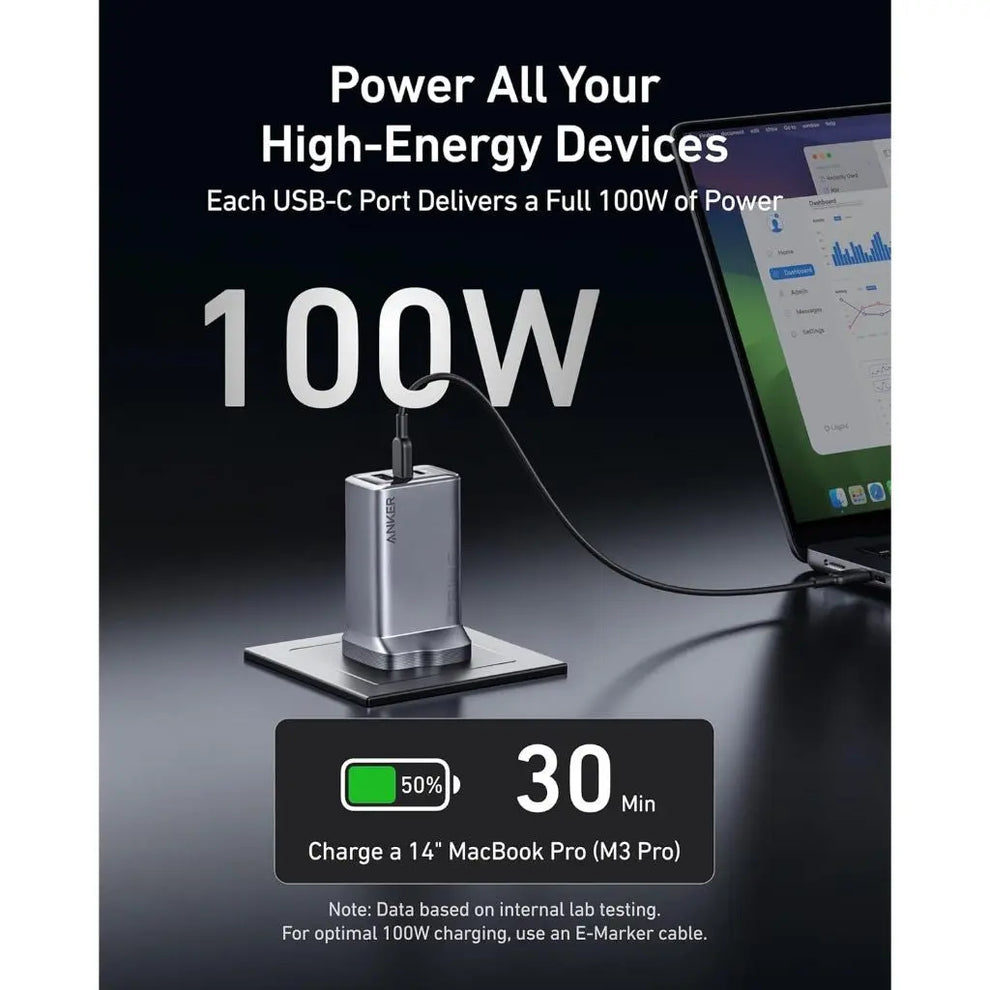 Anker Prime Charger 100W USB C Foldable Charger 3-Port A2688