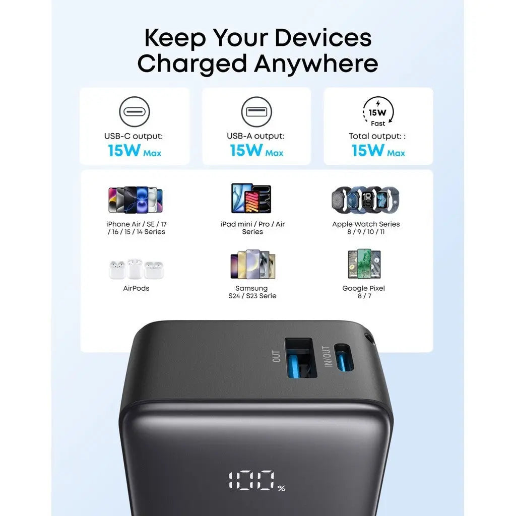 3C Power Bank Anker Zolo Powerbank CCC 5000mAh 15W Fast Charging Compact Portable Charger Flight Approved A110K ---