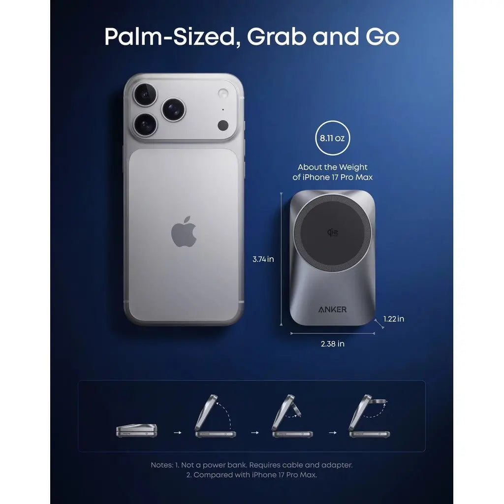 Anker Prime 3-in-1 Wireless Charging Station MagGo 25W Qi2.2 AirCool Foldable Magnetic Wireless Charger B25N1 ---
