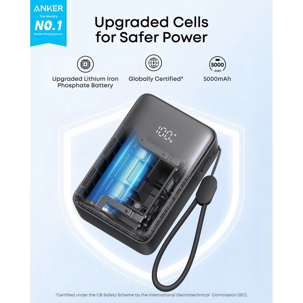 3C Power Bank Anker Zolo Powerbank CCC 5000mAh 15W Fast Charging Compact Portable Charger Flight Approved A110K ---