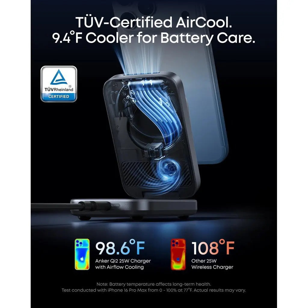 Anker Prime 3-in-1 Wireless Charging Station MagGo 25W Qi2.2 AirCool Foldable Magnetic Wireless Charger B25N1 ---