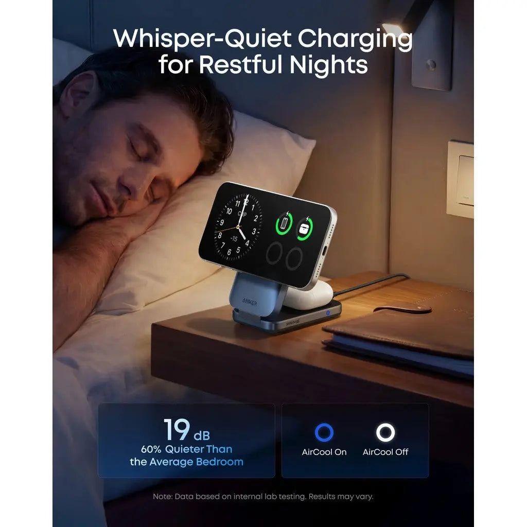 Anker Prime 3-in-1 Wireless Charging Station MagGo 25W Qi2.2 AirCool Foldable Magnetic Wireless Charger B25N1 ---