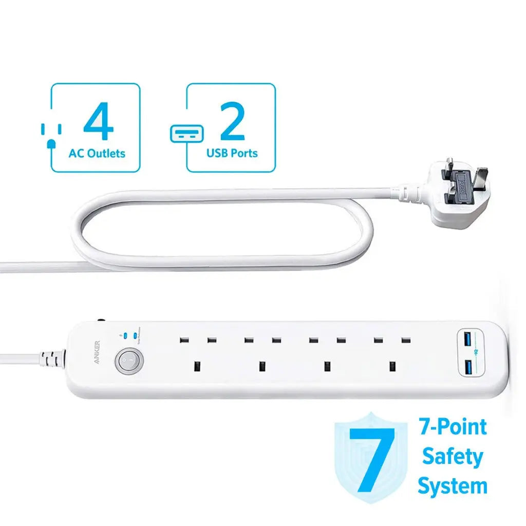 Charger Extension Cod with USB Extension Socket Power Strip A9141 - Anker Singapore