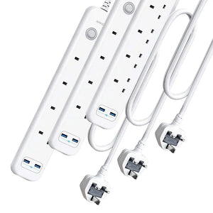 [3 Pack] Extension Cord with USB Extension Socket Power Strip A9141 Tech House