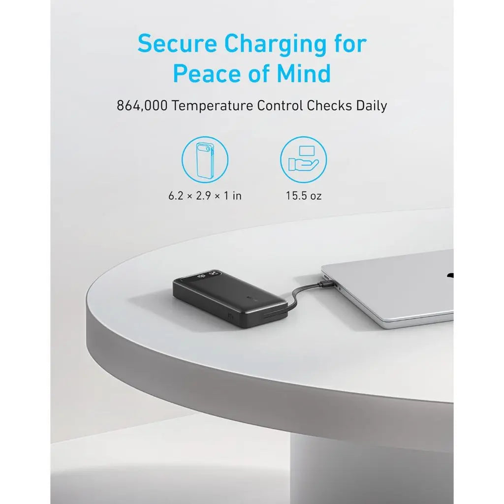 Anker PowerBank, 20,000mAh Portable Charger with Built-in USB-C Cable, 87W Max Fast Charging USB C Power Bank A1383 Anker Singapore