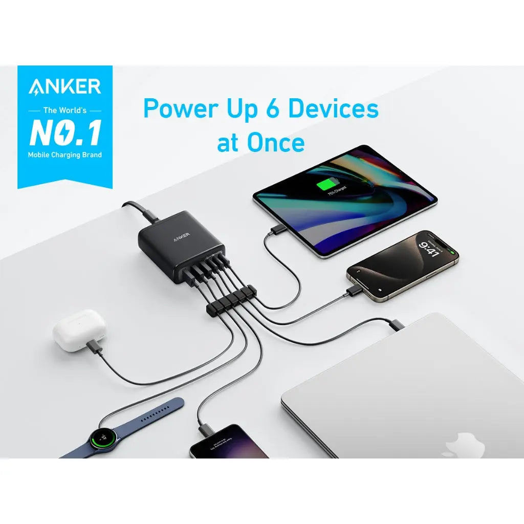 Anker Plug Conversion Kit Anker Charger 112W 6 Ports USB C Charger SG 3 Pin Plug USB Charger