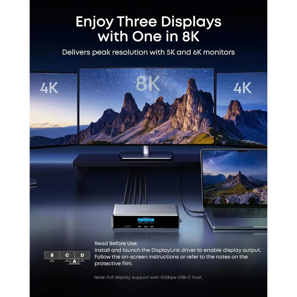 Anker Prime Docking Station (14-in-1, Triple Display, DisplayLink) with DL7400 A83B3 Anker Singapore