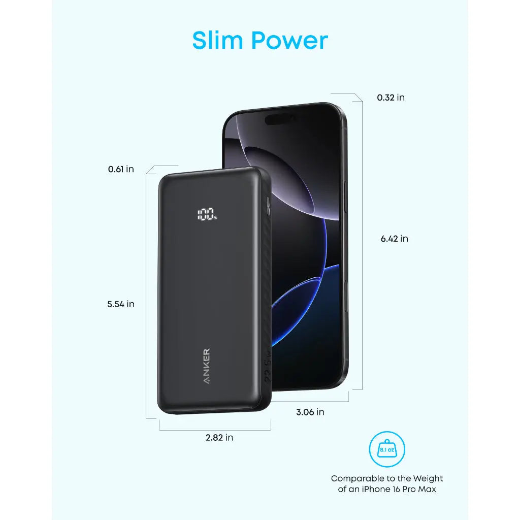 Anker Zolo Powerbank 10000mAh 22.5W Power Bank Fast Charging Compact Portable Charger with Built-in USB-C Cable A110D Tech House