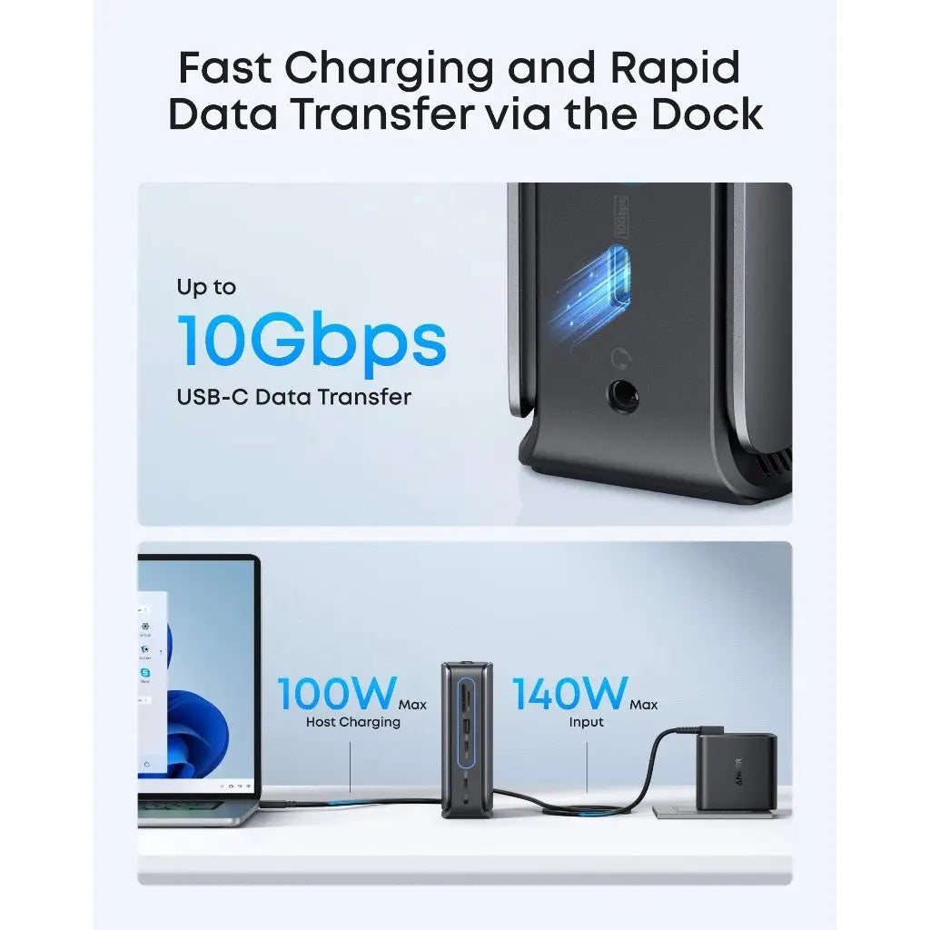 Anker Nano 13-in-1 Docking Station 4K Triple Display 100W Fast Charger Built-In Detachable Hub A83C3 ---
