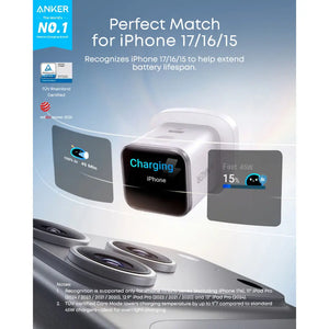 Anker Nano Charger 45W Fast Charging Smart Display Compact USB C Charger A121D ---