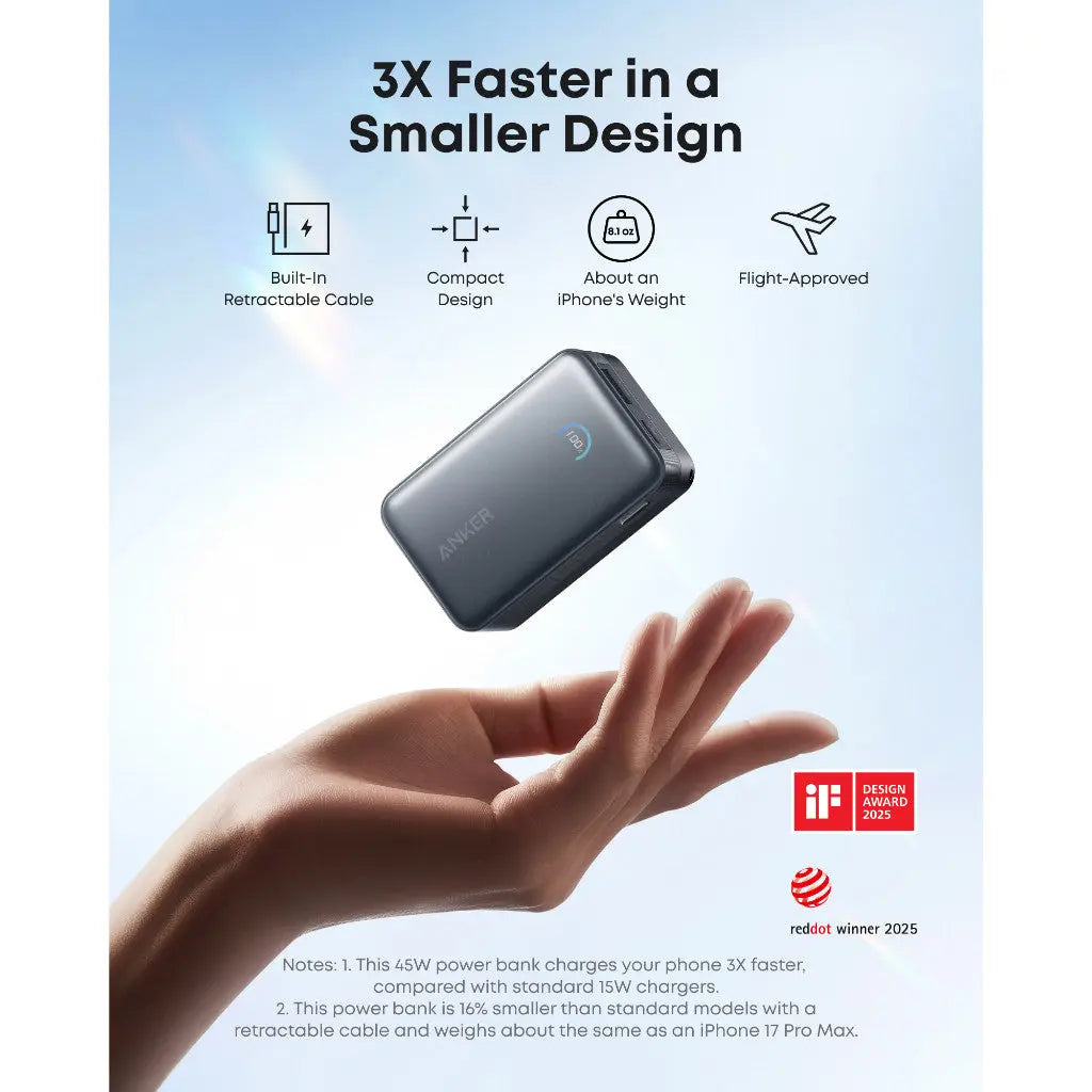 [Bundle Deal] Anker Nano 10000mAh 45W Built-In Retractable USB-C Cable CCC Power Bank + Anker Nano 45W USB-C Charger ---