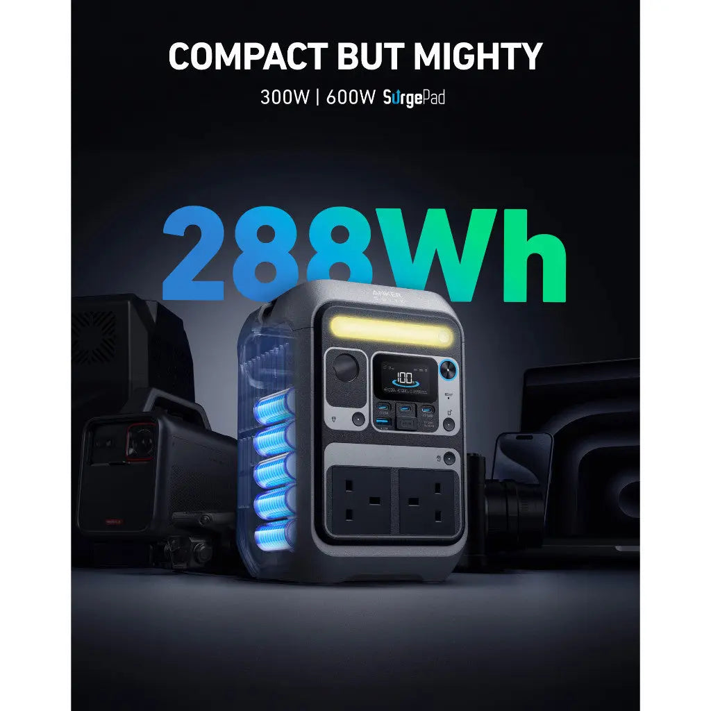 [Bundle Deal] Anker SOLIX C300 Portable Power Station - 288Wh | 300W + Anker SOLIX PS100 Bifacial 100W Solar Panel ---