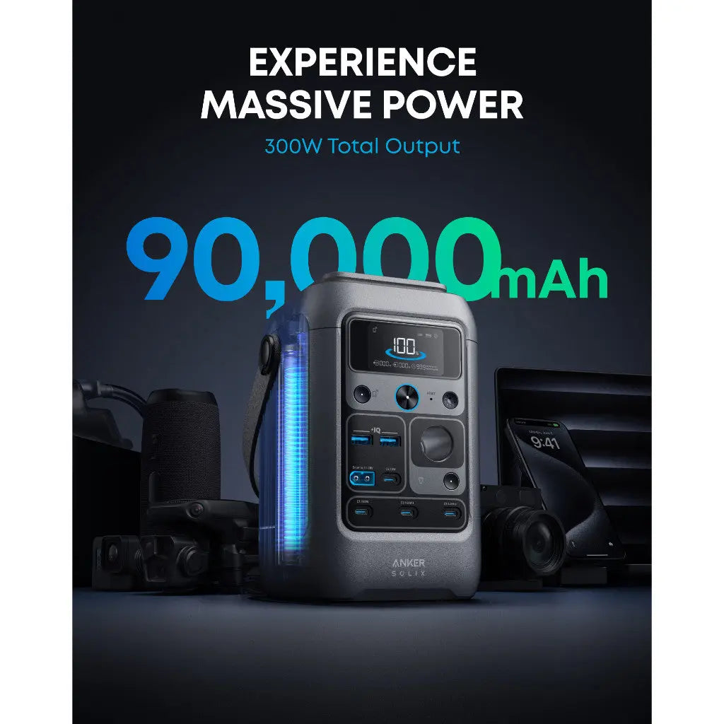 [Bundle Deal] Anker SOLIX C300 DC 288Wh | 300W Portable Power Station + Anker SOLIX PS100 Bifacial 100W Solar Panel ---