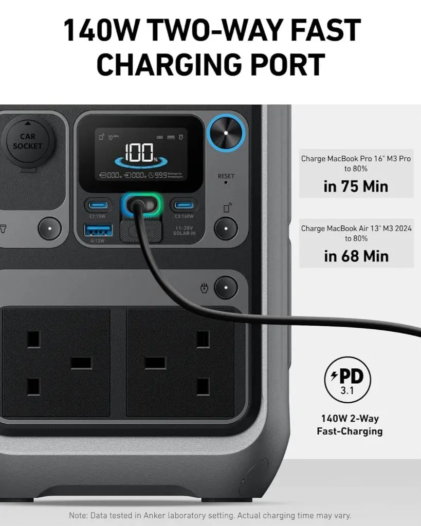 Anker SOLIX C300 Portable Power Bank Station - 288Wh | 300W (600W Surge) A1722 Tech House