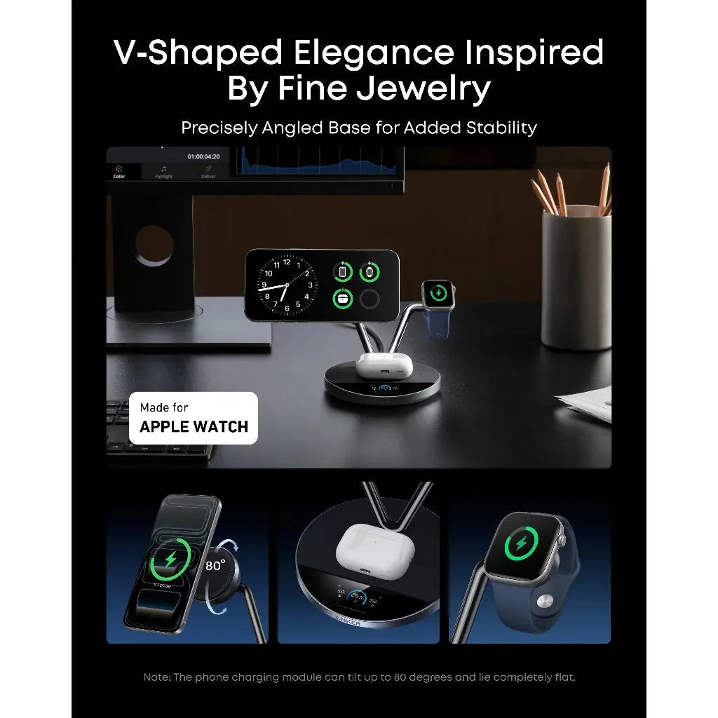 Anker Prime Wireless 3-in-1 Charging Station AirCool Dock Stand Magnetic Charger B25X7