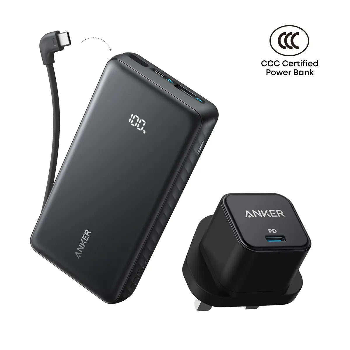 [Bundle Deal] Anker Zolo 20000mAh 22.5W Built-in USB-C Cable CCC Power Bank + Anker PowerPort III 20W USB-C Charger Tech House