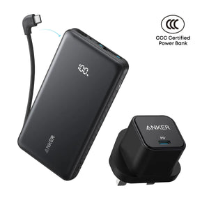 [Bundle Deal] Anker Zolo 10000mAh 22.5W Built-in USB-C Cable CCC Power Bank + Anker PowerPort III 20W USB-C Charger ---