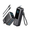 [Bundle Deal] Anker 25000mAh 165W Built-In Dual USB-C Cable Power Bank + Anker 140W 4-Port USB-C GaN Charger - Black + Charger