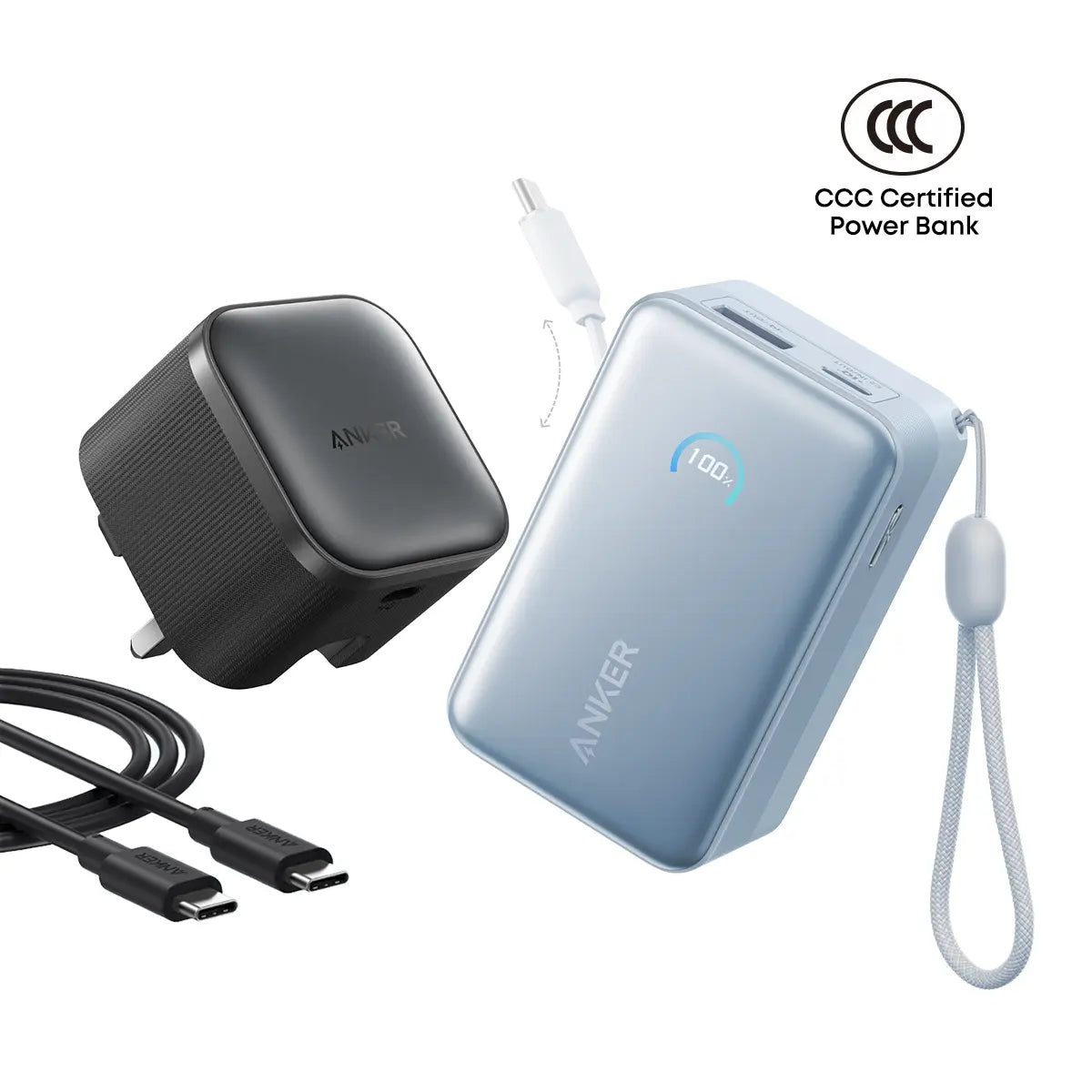 [Bundle Deal] Anker Nano 10000mAh 45W Built-In Retractable USB-C Cable CCC Power Bank + Anker Nano 45W USB-C Charger Tech House